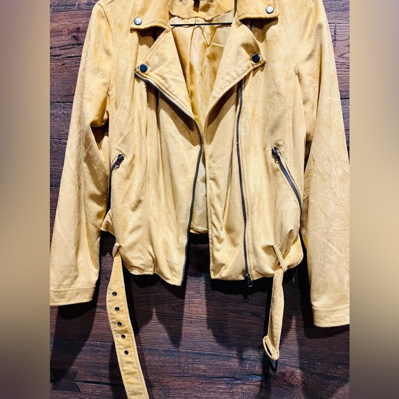 Yellow Suede Biker Jacket - Picture 3 of 5